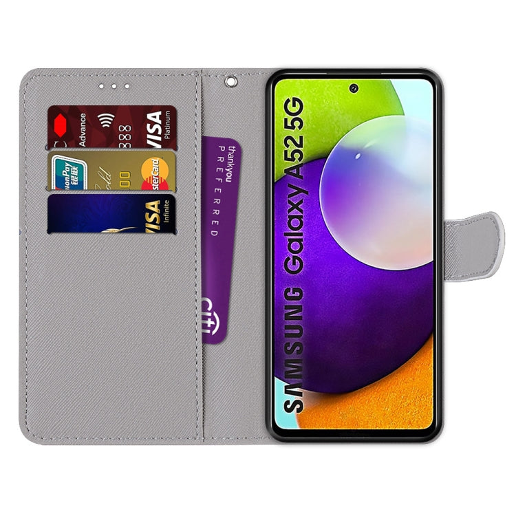 For Samsung Galaxy A52 5G Coloured Drawing Cross Texture Horizontal Flip PU Leather Case with Holder & Card Slots & Wallet & Lanyard(Pink Stone Texture) - Galaxy Phone Cases by PMC TechLife | Online Shopping South Africa | PMC TechLife