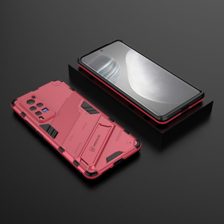 Punk Armor 2 in 1 PC + TPU Shockproof Case with Invisible Holder For vivo X60 Pro(Rose Red)