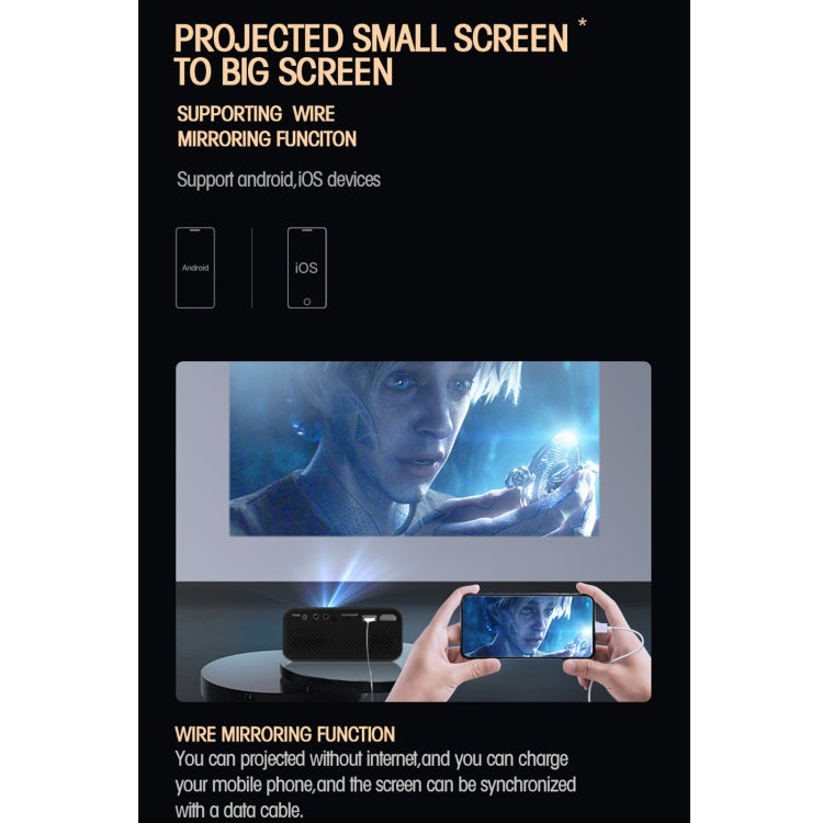 T500 1920x1080P 80 Lumens Portable Mini Home Theater LED HD Digital Projector With Remote Control & Adaptor(Yellow)