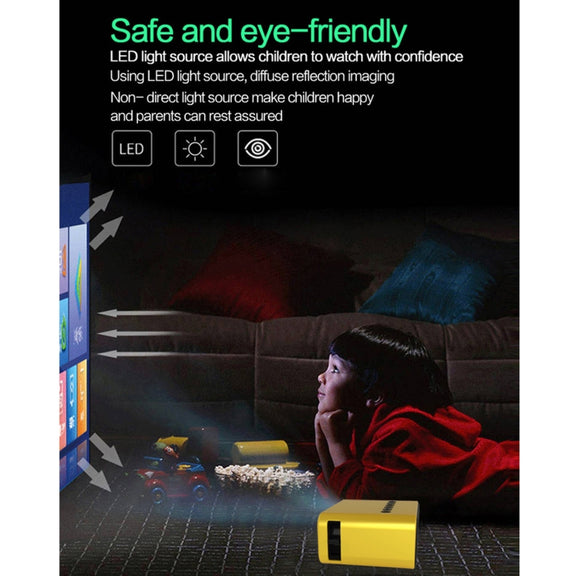 T500 1920x1080P 80 Lumens Portable Mini Home Theater LED HD Digital Projector With Remote Control & Adaptor(Yellow)