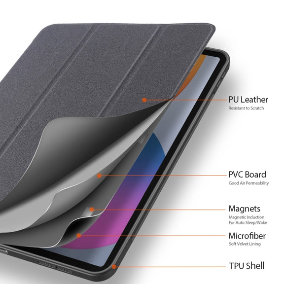 For iPad Pro 11 2022 / 2021 / 2020 DUX DUCIS Domo Series Horizontal Flip Magnetic TPU + PU Leather Tablet Case with Three-folding Holder & Pen Slot & Sleep / Wake-up Function(Black)