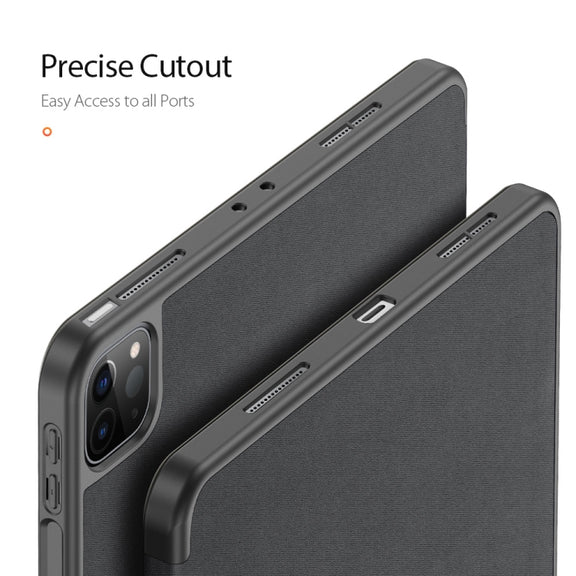 For iPad Pro 11 2022 / 2021 / 2020 DUX DUCIS Domo Series Horizontal Flip Magnetic TPU + PU Leather Tablet Case with Three-folding Holder & Pen Slot & Sleep / Wake-up Function(Black)