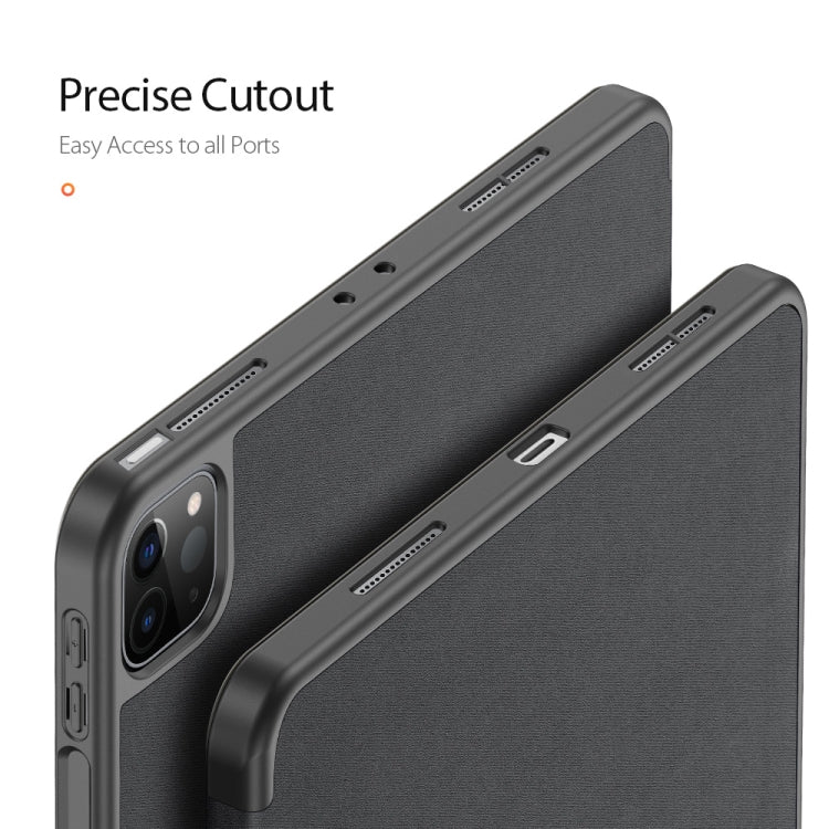 For iPad Pro 11 2022 / 2021 / 2020 DUX DUCIS Domo Series Horizontal Flip Magnetic TPU + PU Leather Tablet Case with Three-folding Holder & Pen Slot & Sleep / Wake-up Function(Black)