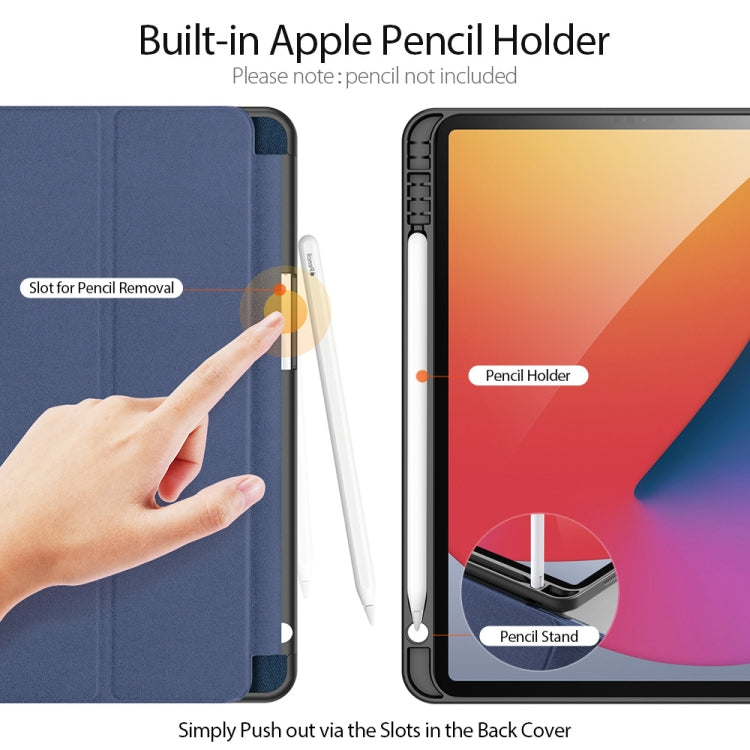 For iPad Pro 11 2022 / 2021 / 2020 DUX DUCIS Domo Series Horizontal Flip Magnetic TPU + PU Leather Tablet Case with Three-folding Holder & Pen Slot & Sleep / Wake-up Function(Blue)