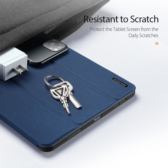 For iPad Pro 11 2022 / 2021 / 2020 DUX DUCIS Domo Series Horizontal Flip Magnetic TPU + PU Leather Tablet Case with Three-folding Holder & Pen Slot & Sleep / Wake-up Function(Blue)
