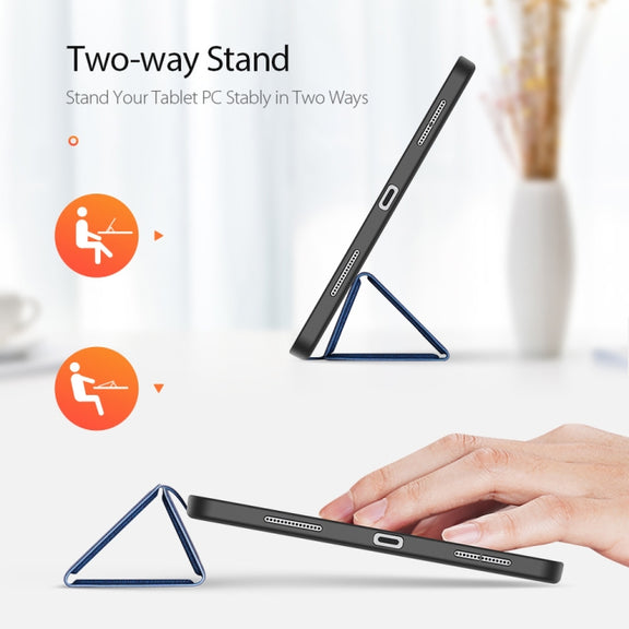 For iPad Pro 11 2022 / 2021 / 2020 DUX DUCIS Domo Series Horizontal Flip Magnetic TPU + PU Leather Tablet Case with Three-folding Holder & Pen Slot & Sleep / Wake-up Function(Blue)