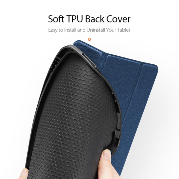 For iPad Pro 11 2022 / 2021 / 2020 DUX DUCIS Domo Series Horizontal Flip Magnetic TPU + PU Leather Tablet Case with Three-folding Holder & Pen Slot & Sleep / Wake-up Function(Blue)