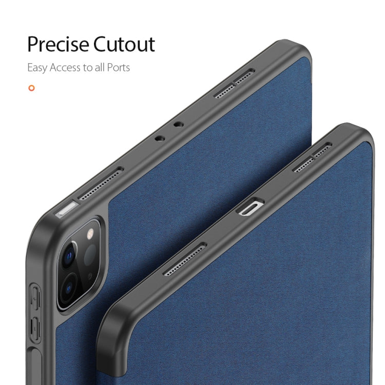 For iPad Pro 11 2022 / 2021 / 2020 DUX DUCIS Domo Series Horizontal Flip Magnetic TPU + PU Leather Tablet Case with Three-folding Holder & Pen Slot & Sleep / Wake-up Function(Blue)