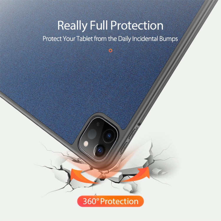 For iPad Pro 11 2022 / 2021 / 2020 DUX DUCIS Domo Series Horizontal Flip Magnetic TPU + PU Leather Tablet Case with Three-folding Holder & Pen Slot & Sleep / Wake-up Function(Blue)
