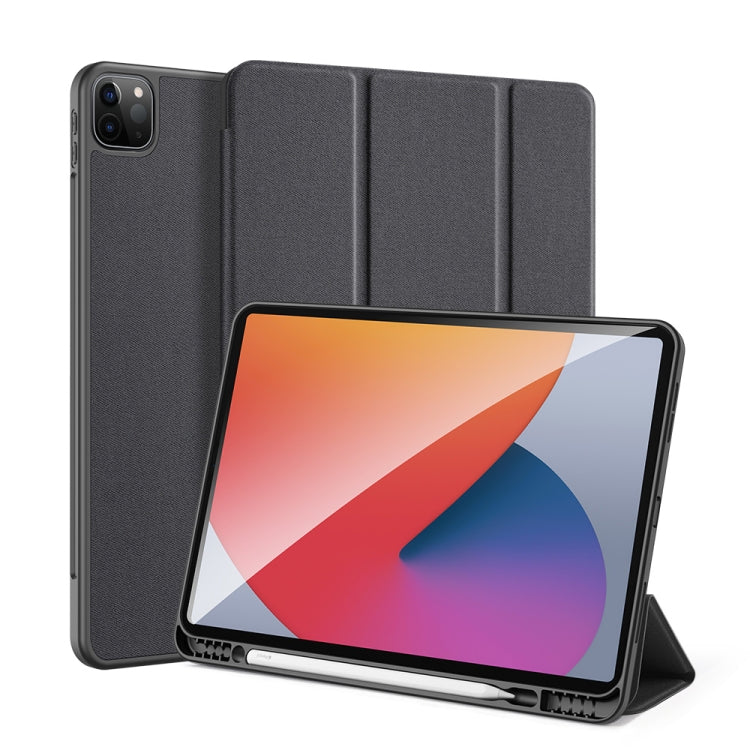 For iPad Pro 12.9 2022 / 2021 / 2020 DUX DUCIS Domo Series Horizontal Flip Magnetic TPU + PU Leather Tablet Case with Three-folding Holder & Pen Slot & Sleep / Wake-up Function(Black) - free shipping - PMC Jewellery - Order now!