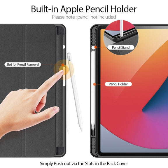 For iPad Pro 12.9 2022 / 2021 / 2020 DUX DUCIS Domo Series Horizontal Flip Magnetic TPU + PU Leather Tablet Case with Three-folding Holder & Pen Slot & Sleep / Wake-up Function(Black)