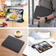 For iPad Pro 12.9 2022 / 2021 / 2020 DUX DUCIS Domo Series Horizontal Flip Magnetic TPU + PU Leather Tablet Case with Three-folding Holder & Pen Slot & Sleep / Wake-up Function(Black)