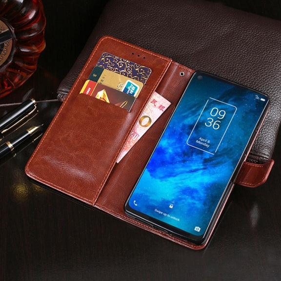 For TCL 10 5G idewei Crazy Horse Texture Horizontal Flip Leather Case with Holder & Card Slots & Wallet(Black)