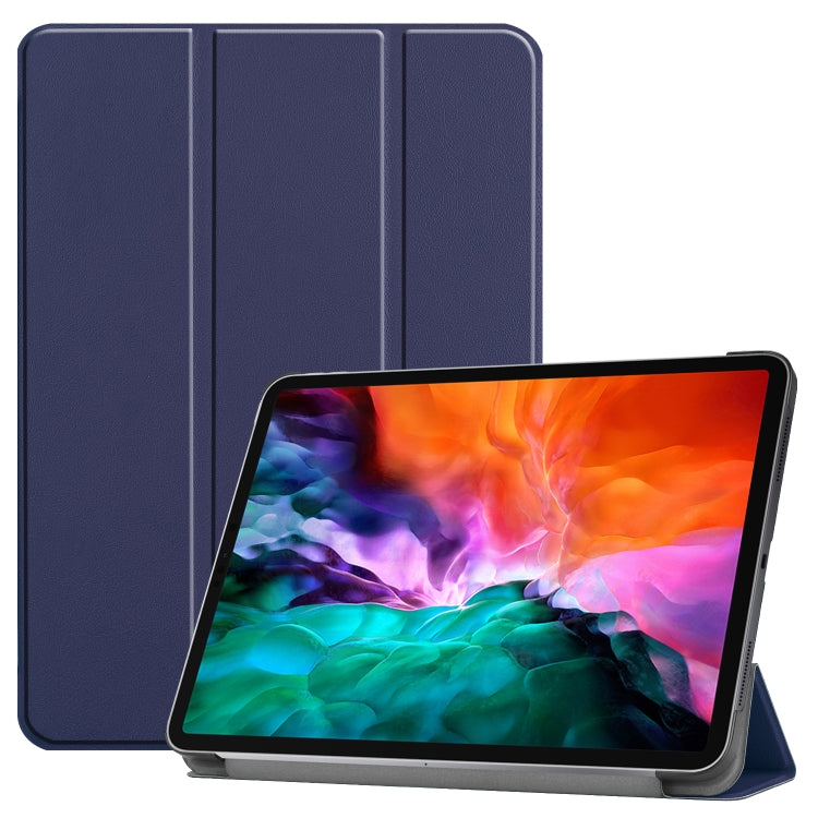 For  iPad Air 13 2024 / Pro 12.9 2022 Custer Texture 3-folding Smart Leather Tablet Case(Dark Blue) - iPad Pro 12.9 (2022/2021) Cases by PMC TechLife | Online Shopping South Africa | PMC TechLife | Buy Now Pay Later Mobicred
