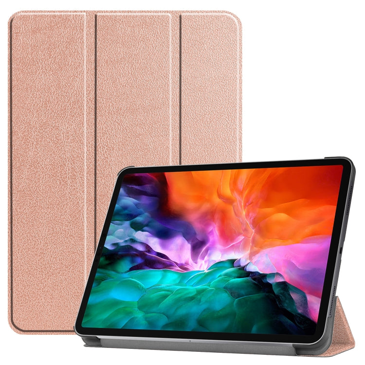 For  iPad Air 13 2024 / Pro 12.9 2022 Custer Texture 3-folding Smart Leather Tablet Case(Rose Gold) - iPad Pro 12.9 (2022/2021) Cases by PMC TechLife | Online Shopping South Africa | PMC TechLife | Buy Now Pay Later Mobicred