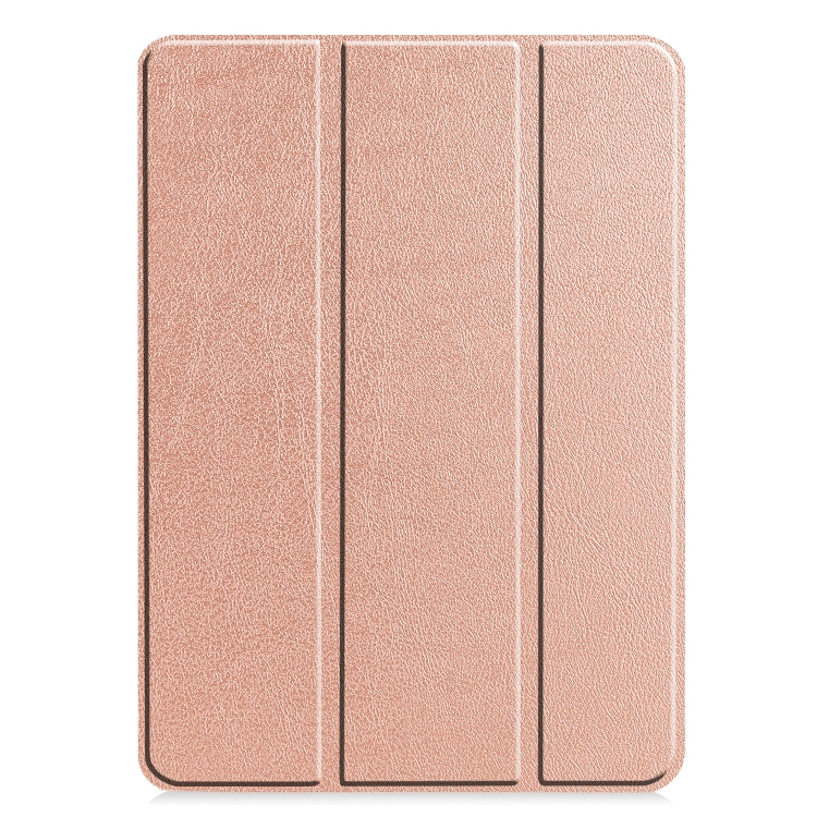 For  iPad Air 13 2024 / Pro 12.9 2022 Custer Texture 3-folding Smart Leather Tablet Case(Rose Gold)