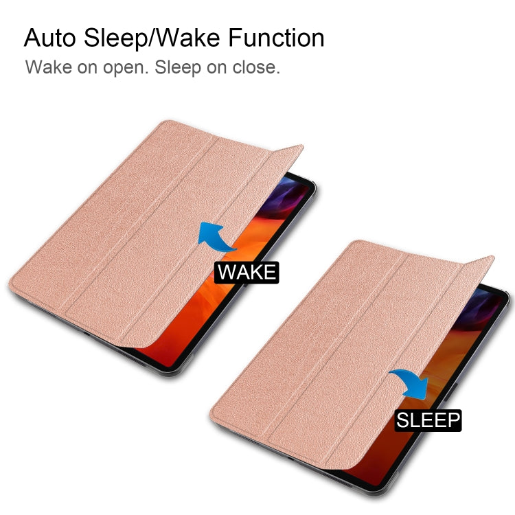 For  iPad Air 13 2024 / Pro 12.9 2022 Custer Texture 3-folding Smart Leather Tablet Case(Rose Gold) - iPad Pro 12.9 (2022/2021) Cases by PMC TechLife | Online Shopping South Africa | PMC TechLife | Buy Now Pay Later Mobicred