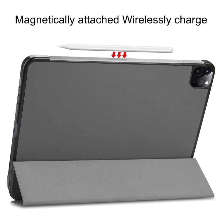 For  iPad Air 13 2024 / Pro 12.9 2022 Custer Texture 3-folding Smart Leather Tablet Case(Grey) - iPad Pro 12.9 (2022/2021) Cases by PMC TechLife | Online Shopping South Africa | PMC TechLife | Buy Now Pay Later Mobicred