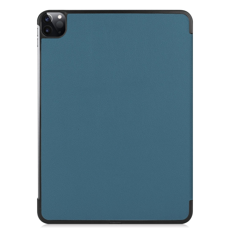 For  iPad Air 13 2024 / Pro 12.9 2022 Custer Texture 3-folding Smart Leather Tablet Case(Dark Green) - iPad Pro 12.9 (2022/2021) Cases by PMC TechLife | Online Shopping South Africa | PMC TechLife | Buy Now Pay Later Mobicred