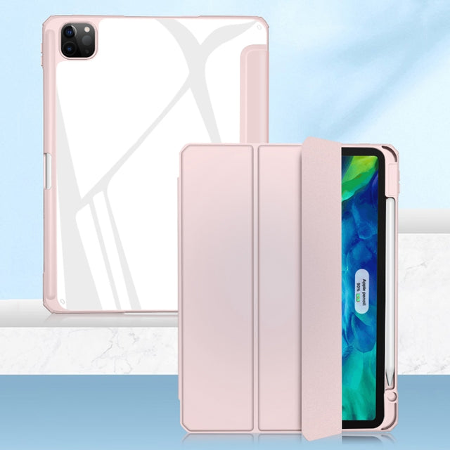 For iPad Pro 12.9 2022 / 2021 / 2020 Mutural Pinyue Series PC + TPU Horizontal Flip Leather Tablet Case with Holder & Pen Slot & Sleep / Wake-up Function(Pink)