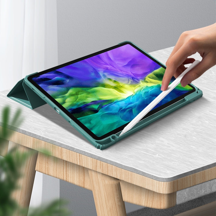 For iPad Pro 12.9 2022 / 2021 / 2020 Mutural Pinyue Series PC + TPU Horizontal Flip Leather Tablet Case with Holder & Pen Slot & Sleep / Wake-up Function(Mint Green)