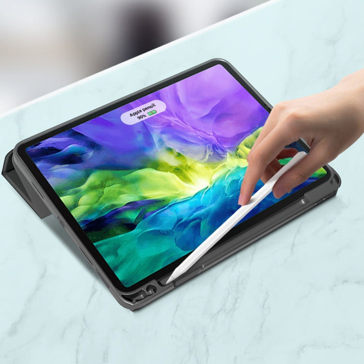 For iPad Pro 11 2022 / 2021 / 2020 Mutural YASHI Series TPU + PU Cloth Pattern Texture Horizontal Flip Leather Tablet Case with Three-folding Holder & Pen Slot & Wake-up / Sleep Function(Blue)
