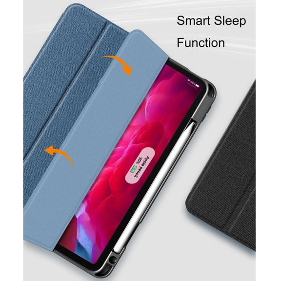 For iPad Pro 11 2022 / 2021 / 2020 Mutural YASHI Series TPU + PU Cloth Pattern Texture Horizontal Flip Leather Tablet Case with Three-folding Holder & Pen Slot & Wake-up / Sleep Function(Blue)