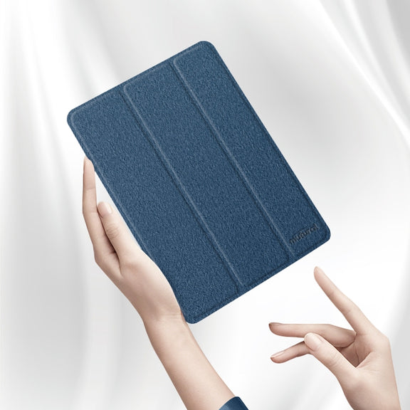 For iPad Pro 11 2022 / 2021 / 2020 Mutural YASHI Series TPU + PU Cloth Pattern Texture Horizontal Flip Leather Tablet Case with Three-folding Holder & Pen Slot & Wake-up / Sleep Function(Blue)