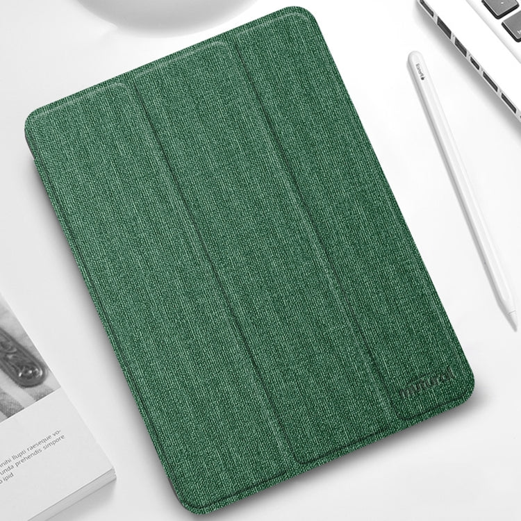For iPad Pro 12.9 2022 / 2021 / 2020 Mutural YASHI Series TPU + PU Cloth Pattern Texture Horizontal Flip Leather Tablet Case with Three-folding Holder & Pen Slot & Wake-up / Sleep Function(Green) - free shipping - PMC Jewellery - Order now!