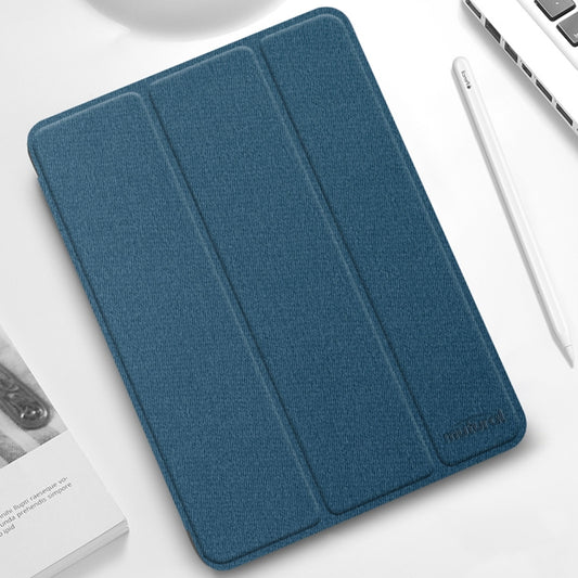 For iPad Pro 12.9 2022 / 2021 / 2020 Mutural YASHI Series TPU + PU Cloth Pattern Texture Horizontal Flip Leather Tablet Case with Three-folding Holder & Pen Slot & Wake-up / Sleep Function(Blue) - free shipping - PMC Jewellery - Order now!