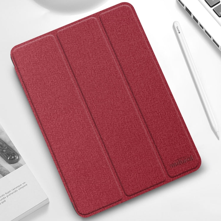 For iPad Pro 12.9 2022 / 2021 / 2020 Mutural YASHI Series TPU + PU Cloth Pattern Texture Horizontal Flip Leather Tablet Case with Three-folding Holder & Pen Slot & Wake-up / Sleep Function(Red) - free shipping - PMC Jewellery - Order now!