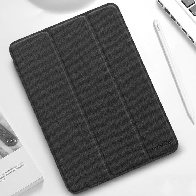 For iPad Pro 12.9 2022 / 2021 / 2020 Mutural YASHI Series TPU + PU Cloth Pattern Texture Horizontal Flip Leather Tablet Case with Three-folding Holder & Pen Slot & Wake-up / Sleep Function(Black) - free shipping - PMC TechLife - Order now!