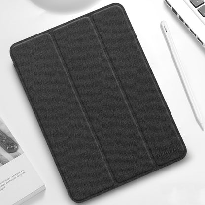 For iPad Pro 12.9 2022 / 2021 / 2020 Mutural YASHI Series TPU + PU Cloth Pattern Texture Horizontal Flip Leather Tablet Case with Three-folding Holder & Pen Slot & Wake-up / Sleep Function(Black) - free shipping - PMC Jewellery - Order now!