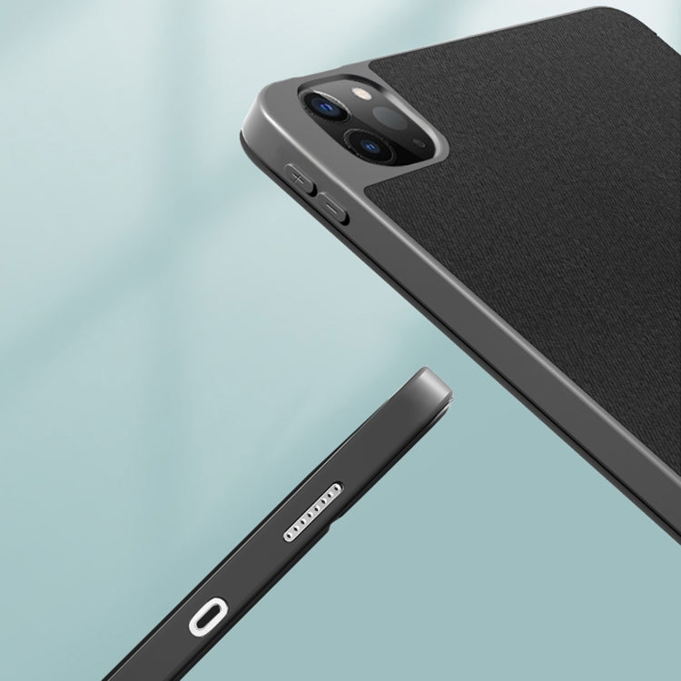 For iPad Pro 12.9 2022 / 2021 / 2020 Mutural YASHI Series TPU + PU Cloth Pattern Texture Horizontal Flip Leather Tablet Case with Three-folding Holder & Pen Slot & Wake-up / Sleep Function(Black) - free shipping - PMC TechLife - Order now!