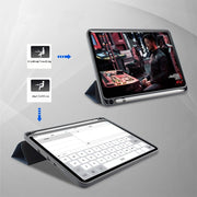 For iPad 10.2 Mutural YASHI Series TPU + PU Cloth Pattern Texture Horizontal Flip Leather Case with Three-folding Holder & Pen Slot & Wake-up / Sleep Function(Black)