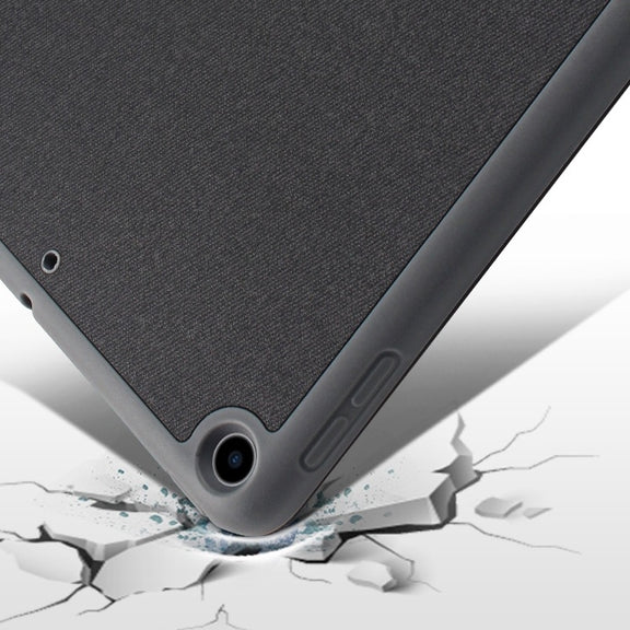 For iPad 10.2 Mutural YASHI Series TPU + PU Cloth Pattern Texture Horizontal Flip Leather Case with Three-folding Holder & Pen Slot & Wake-up / Sleep Function(Black)