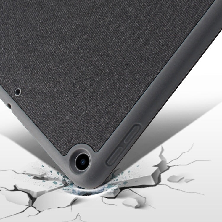For iPad 10.2 Mutural YASHI Series TPU + PU Cloth Pattern Texture Horizontal Flip Leather Case with Three-folding Holder & Pen Slot & Wake-up / Sleep Function(Black)
