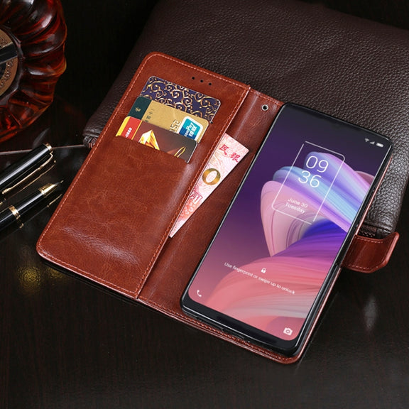 For TCL 10 SE idewei Crazy Horse Texture Horizontal Flip Leather Case with Holder & Card Slots & Wallet(Black)