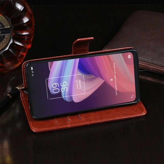 For TCL 10 SE idewei Crazy Horse Texture Horizontal Flip Leather Case with Holder & Card Slots & Wallet(Brown)