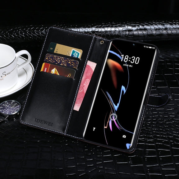 For Meizu 18 Pro idewei Crocodile Texture Horizontal Flip Leather Case with Holder & Card Slots & Wallet(Black)