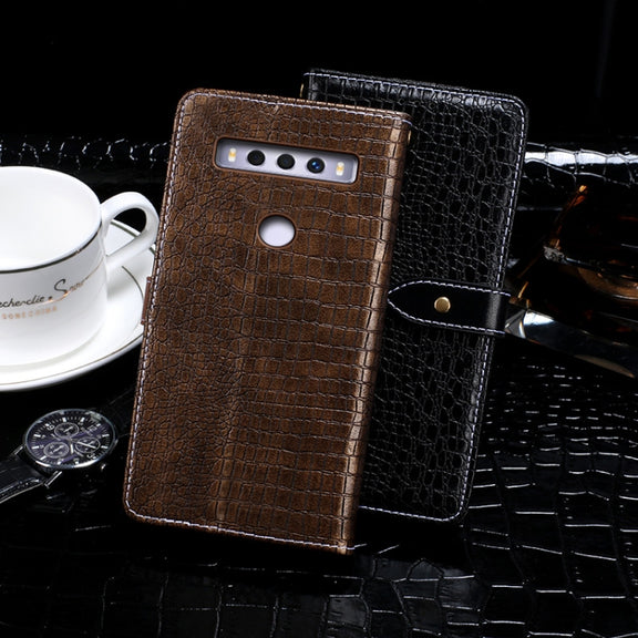 For TCL 10 SE idewei Crocodile Texture Horizontal Flip Leather Case with Holder & Card Slots & Wallet(Dark Blue)