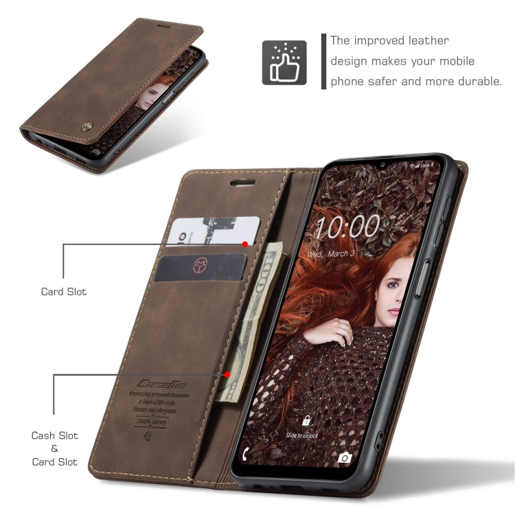 For Samsung Galaxy A12 CaseMe 013 Multifunctional Horizontal Flip Leather Case with Holder & Card Slot & Wallet(Coffee)