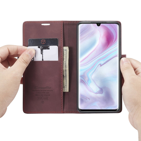 For Xiaomi CC9 Pro CaseMe 013 Multifunctional Horizontal Flip Leather Case with Holder & Card Slot & Wallet(Wine Red)