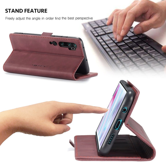 For Xiaomi CC9 Pro CaseMe 013 Multifunctional Horizontal Flip Leather Case with Holder & Card Slot & Wallet(Wine Red)
