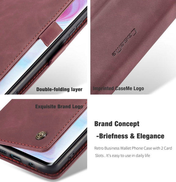 For Xiaomi CC9 Pro CaseMe 013 Multifunctional Horizontal Flip Leather Case with Holder & Card Slot & Wallet(Wine Red)