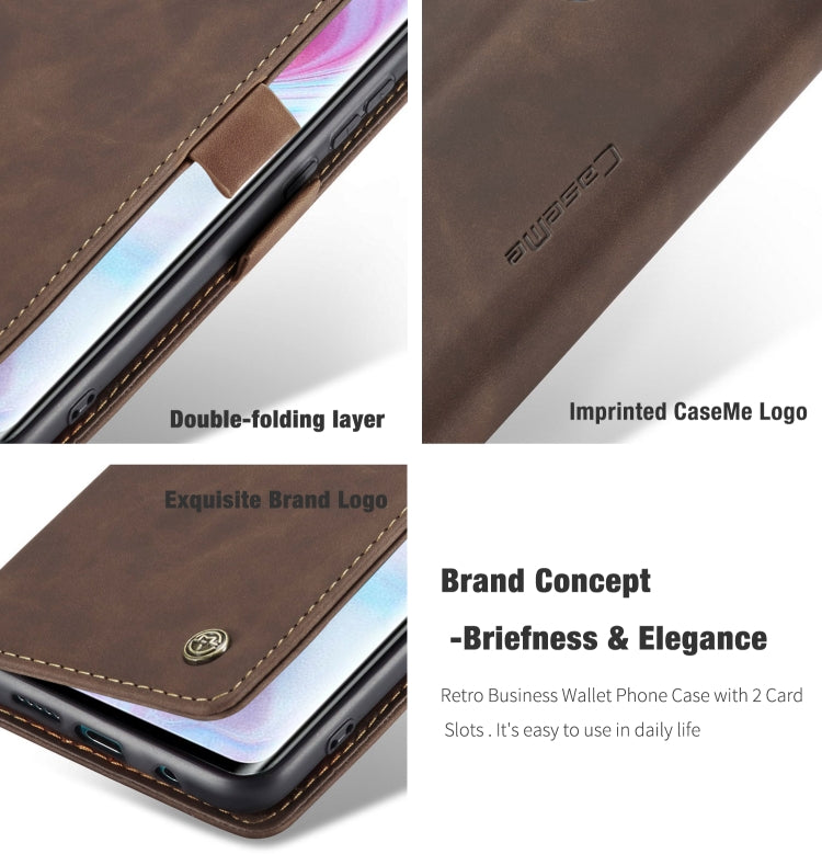 For Xiaomi CC9 Pro CaseMe 013 Multifunctional Horizontal Flip Leather Case with Holder & Card Slot & Wallet(Coffee)