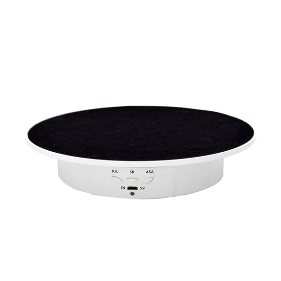 20cm USB Electric Rotating Turntable Display Stand Video Shooting Props Turntable for Photography, Load: 8kg(White Base Black Velvet)