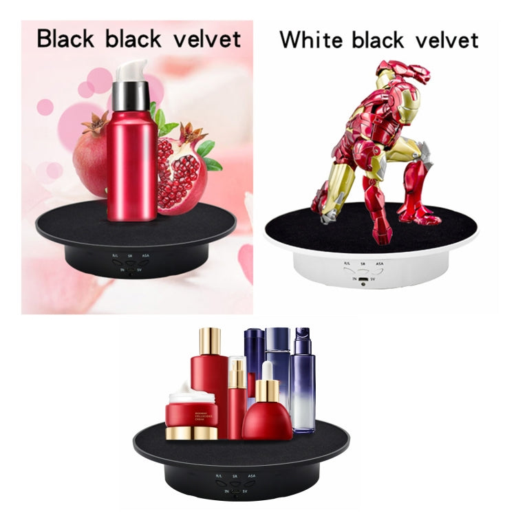 20cm USB Electric Rotating Turntable Display Stand Video Shooting Props Turntable for Photography, Load: 8kg(White Base White Velvet)