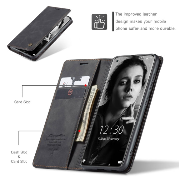 For Xiaomi Mi 11 CaseMe 013 Multifunctional Horizontal Flip Leather Case with Holder & Card Slot & Wallet(Black)