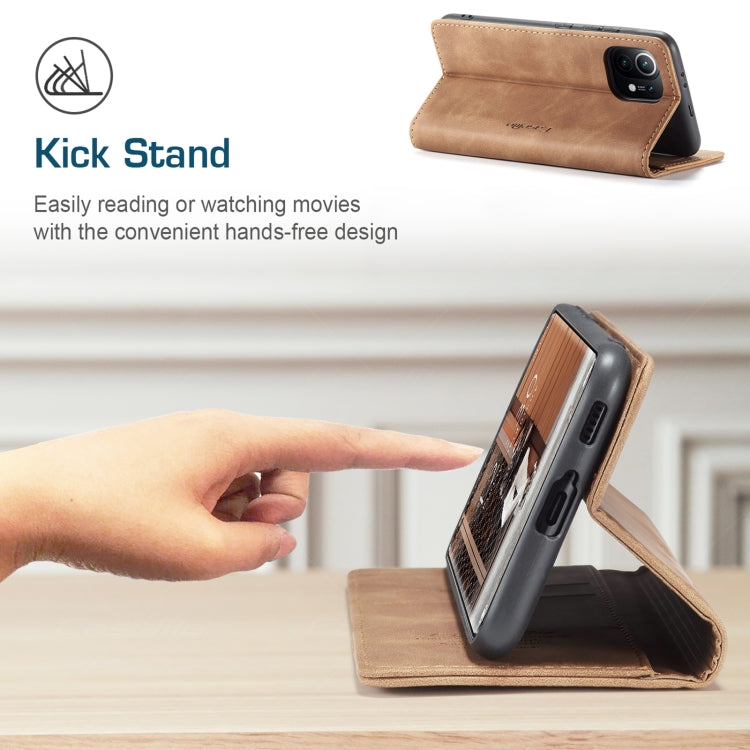 For Xiaomi Mi 11 CaseMe 013 Multifunctional Horizontal Flip Leather Case with Holder & Card Slot & Wallet(Brown)